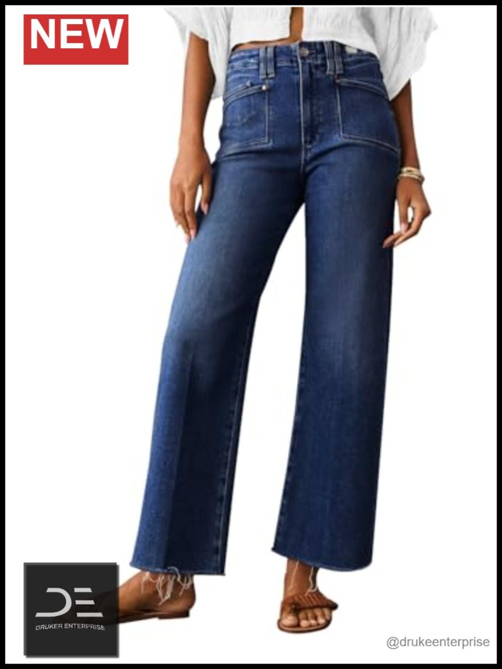 Women's High Waist Wide Leg Stretchy Denim Jeans